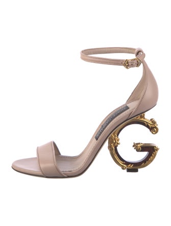 Dolce & Gabbana Leather Crystal Embellishments Slingback Sandals