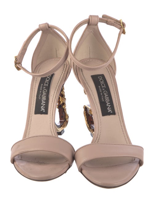 Dolce & Gabbana Leather Crystal Embellishments Slingback Sandals