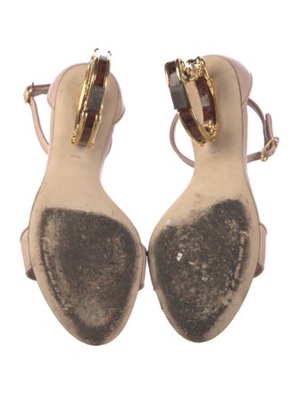 Dolce & Gabbana Leather Crystal Embellishments Slingback Sandals