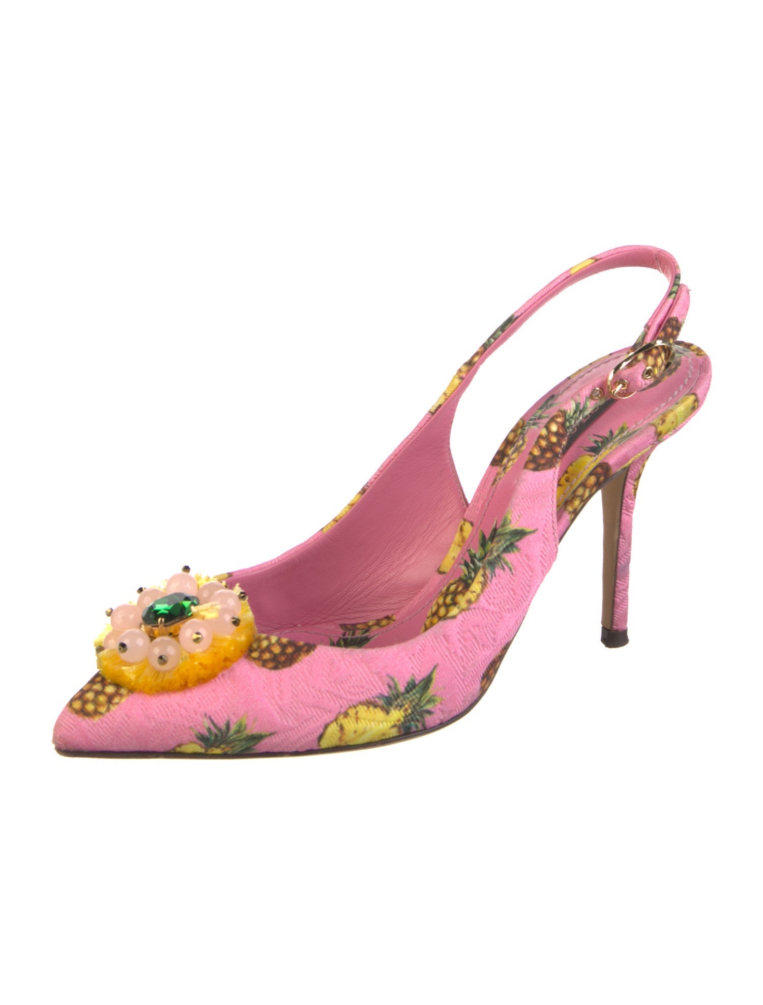 Dolce & Gabbana Printed Crystal Embellishments Slingback Pumps