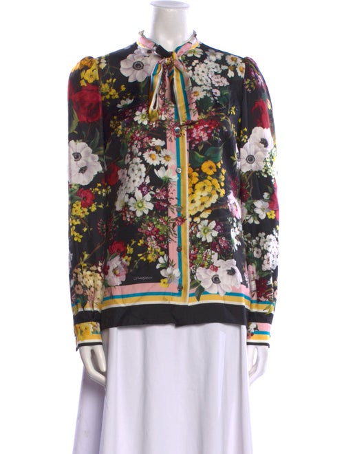 Dolce & Gabbana Silk Floral Print Button-Up Top