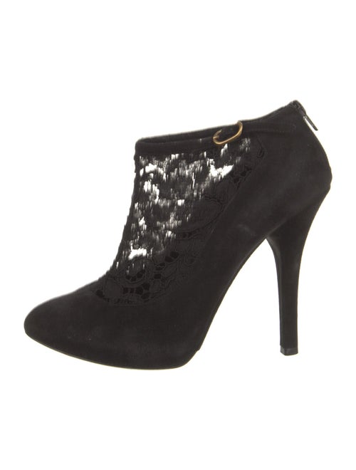 Dolce & Gabbana Suede Lace Trim Embellishment Pumps