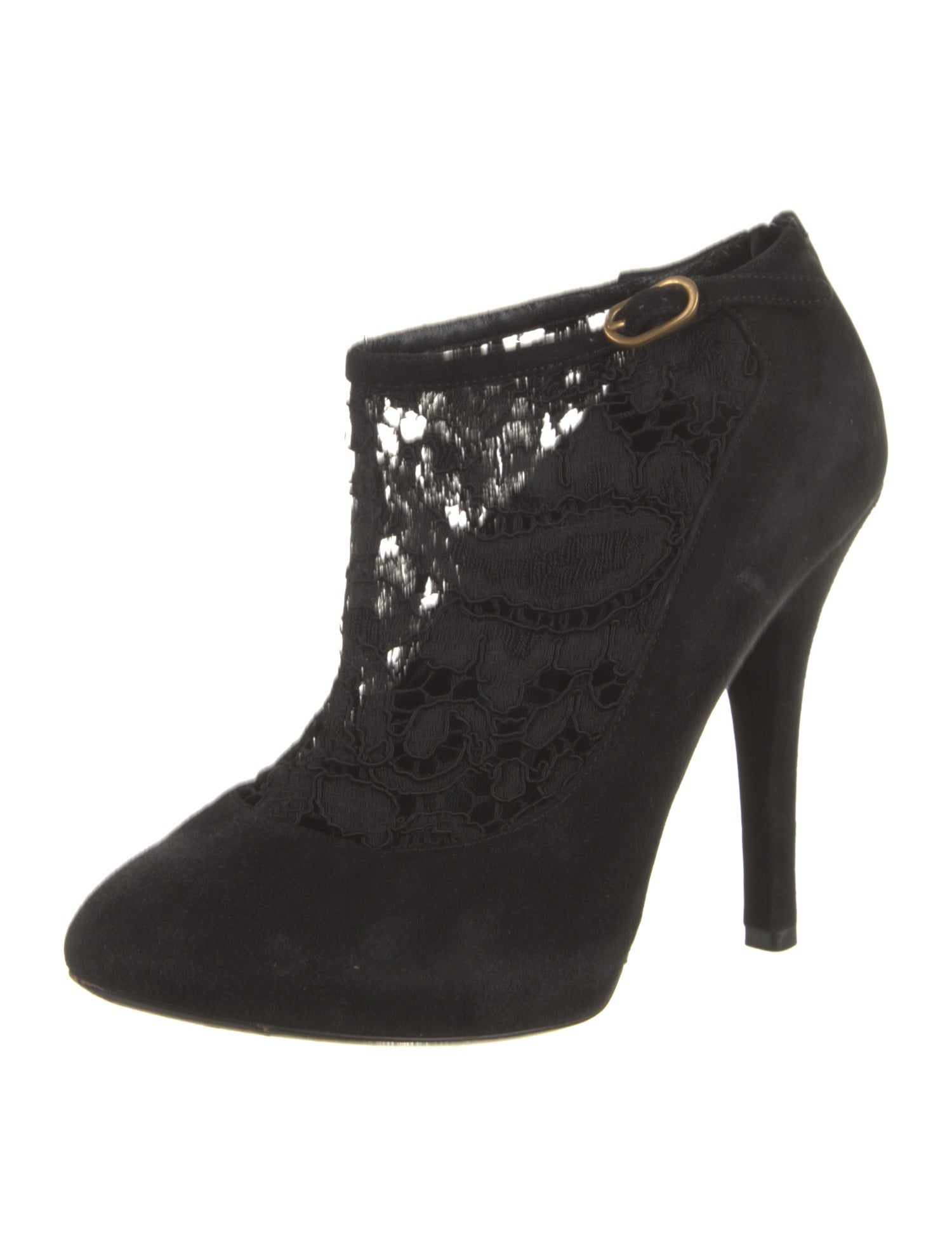Dolce & Gabbana Suede Lace Trim Embellishment Pumps