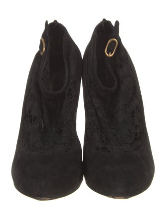 Dolce & Gabbana Suede Lace Trim Embellishment Pumps