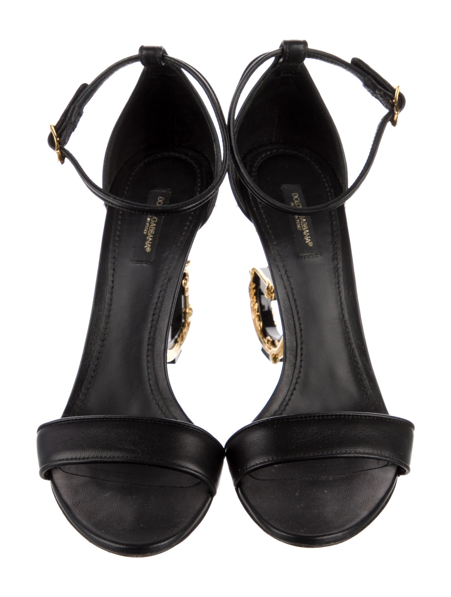 Dolce & Gabbana Leather Crystal Embellishments Sandals