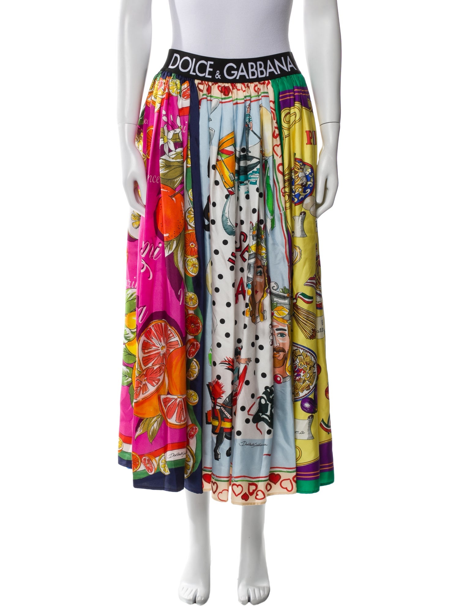 Dolce & Gabbana Silk Midi Length Skirt