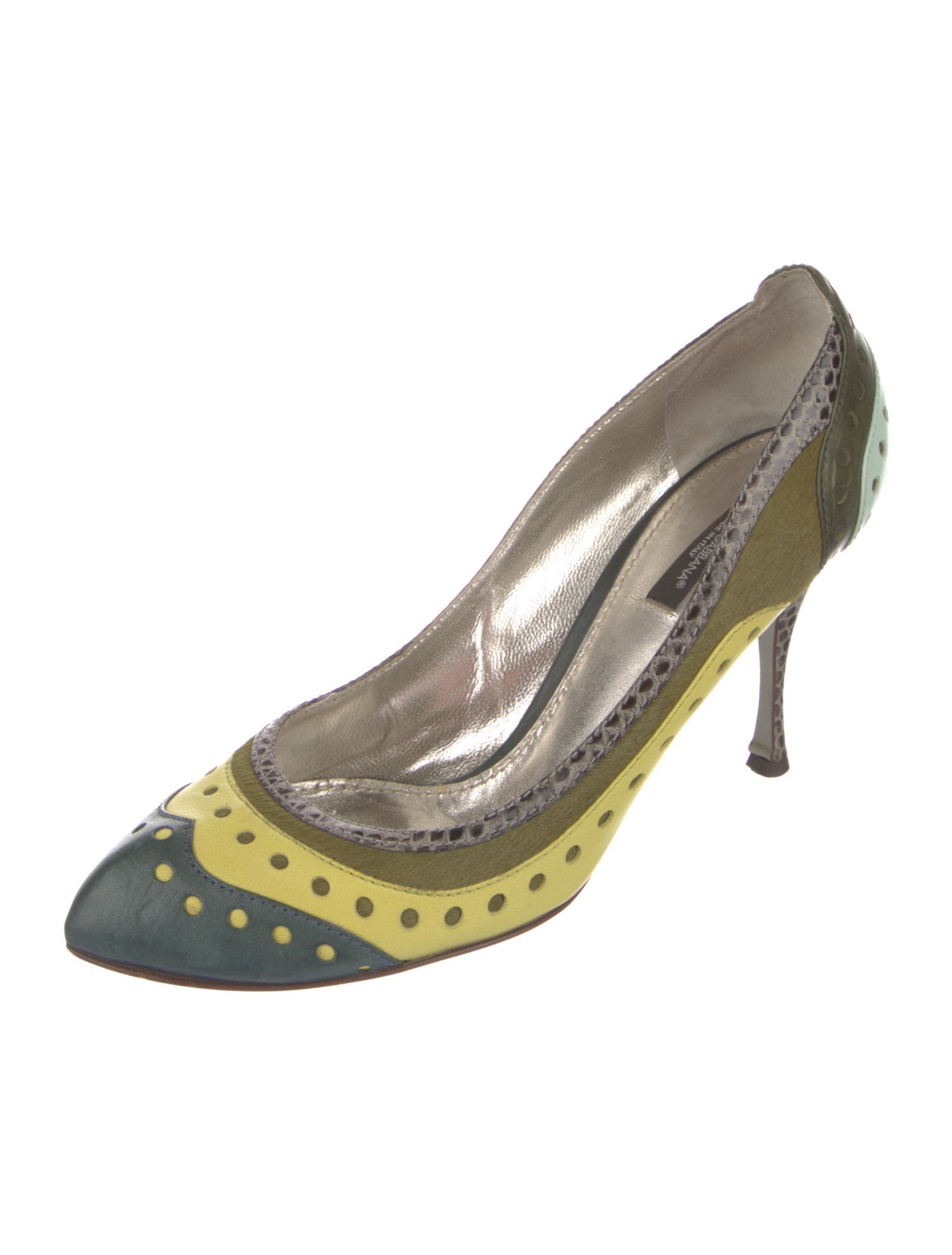 Dolce & Gabbana Leather Colorblock Pattern Pumps