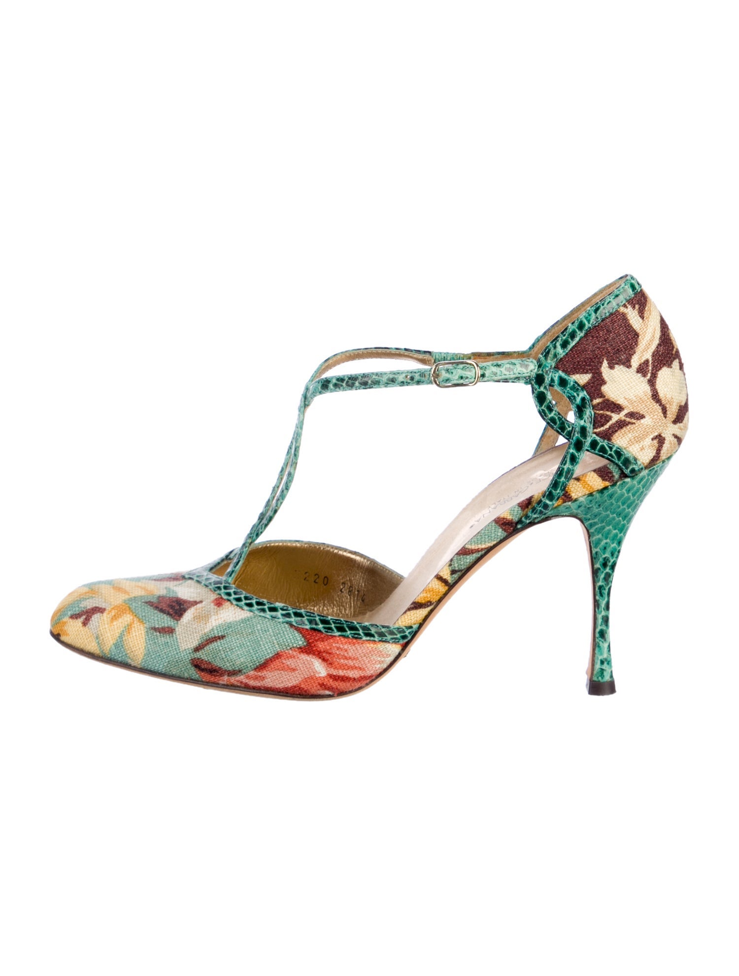 Dolce & Gabbana Canvas Floral Print T-Strap Pumps