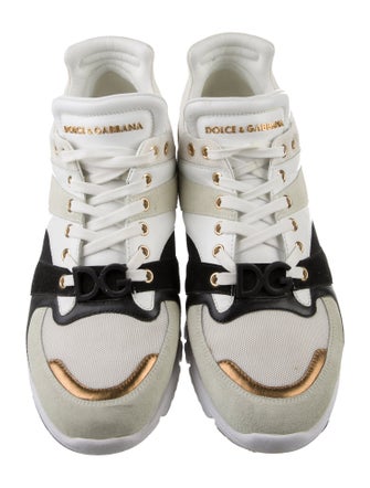 Dolce & Gabbana Suede Colorblock Pattern Sneakers