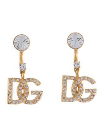 Dolce & Gabbana Crystal DG Logo Drop Stud Earring
