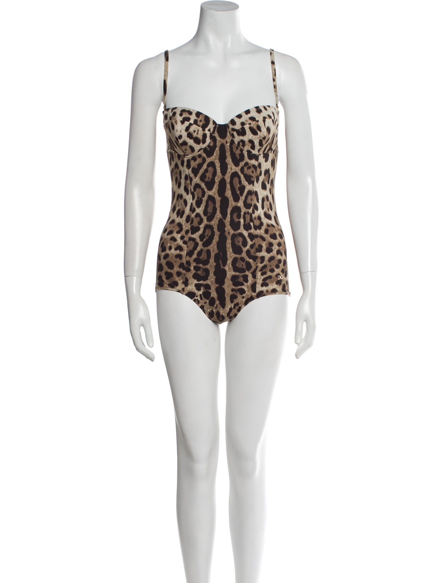 Dolce & Gabbana Animal Print Cutout Accent One-Piece w/ Tags