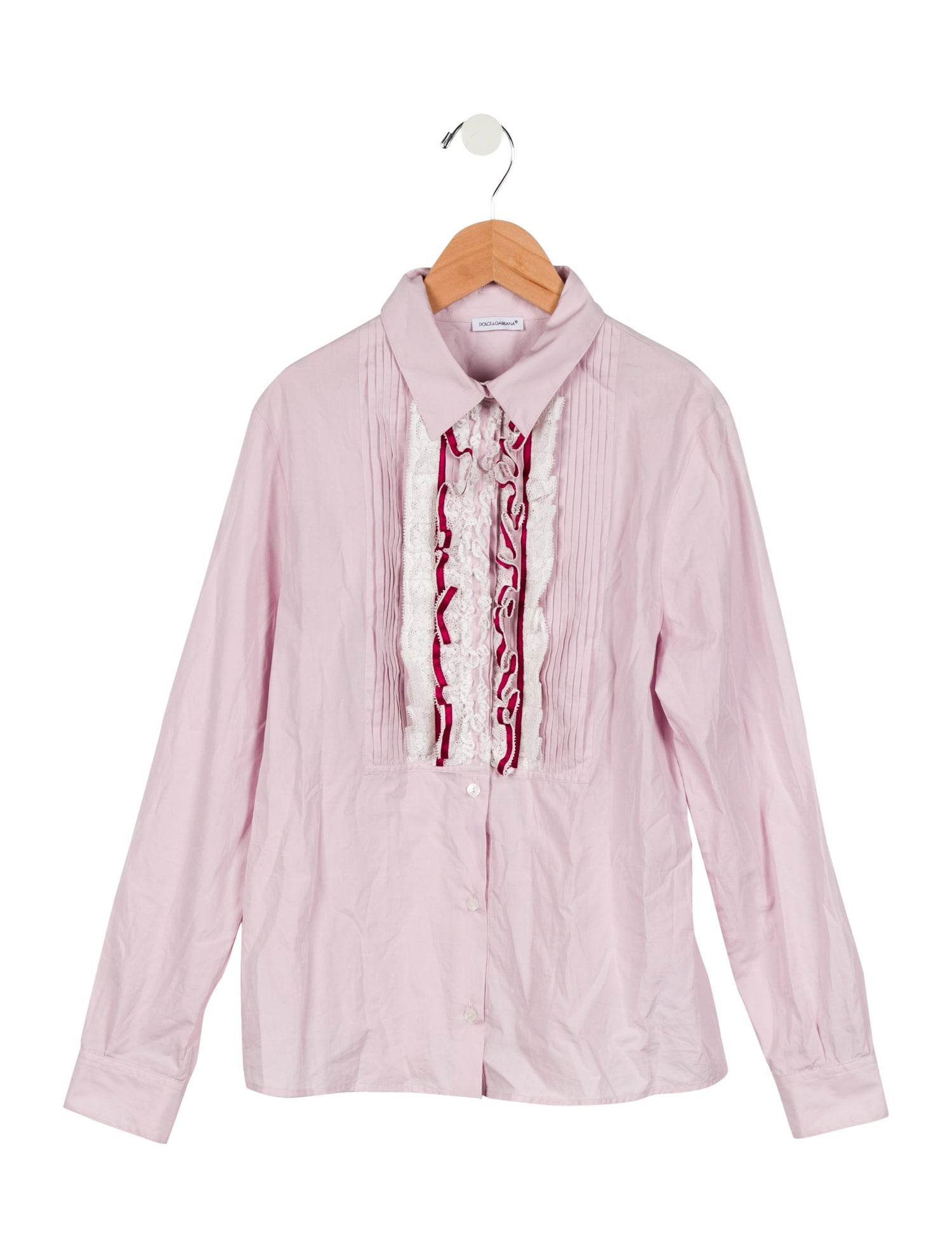 Dolce & Gabbana Girls' Lace Trimmed Button Up Shirt