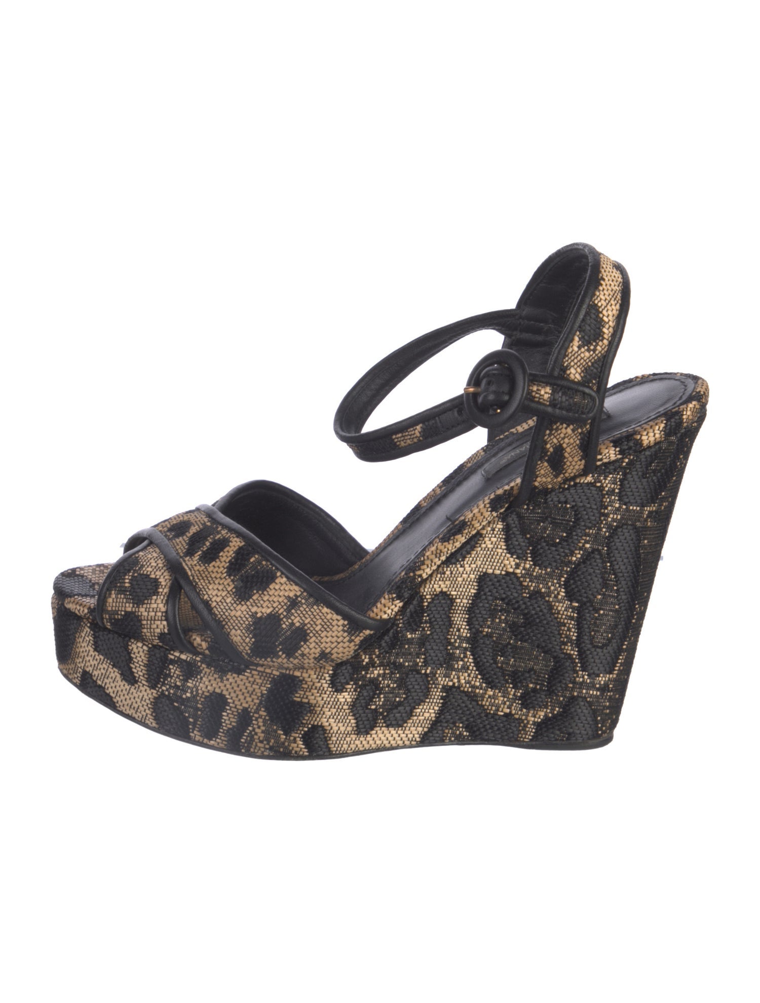 Dolce & Gabbana Raffia Animal Print Slingback Pumps