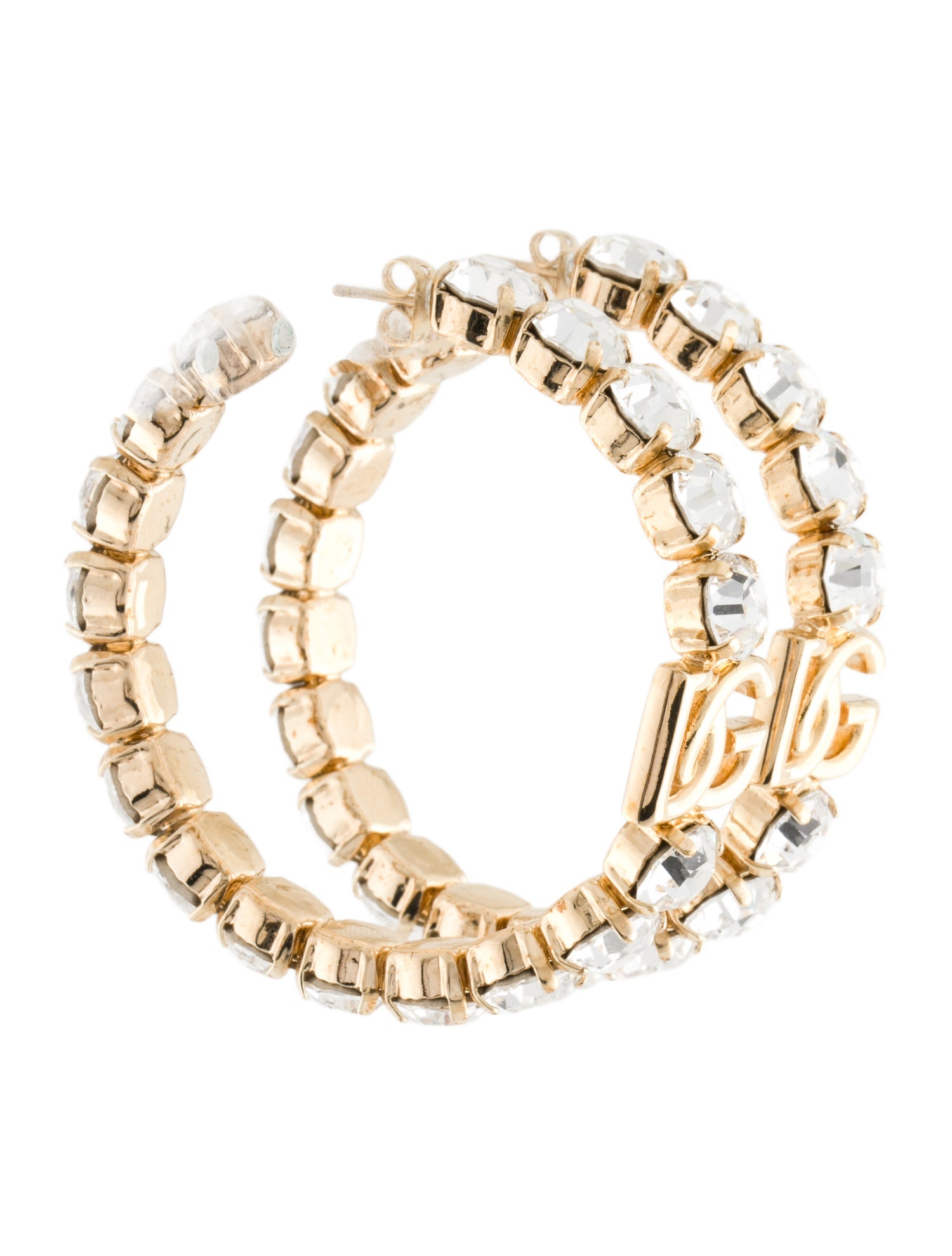 Dolce & Gabbana Crystal Logo Hoop Earrings