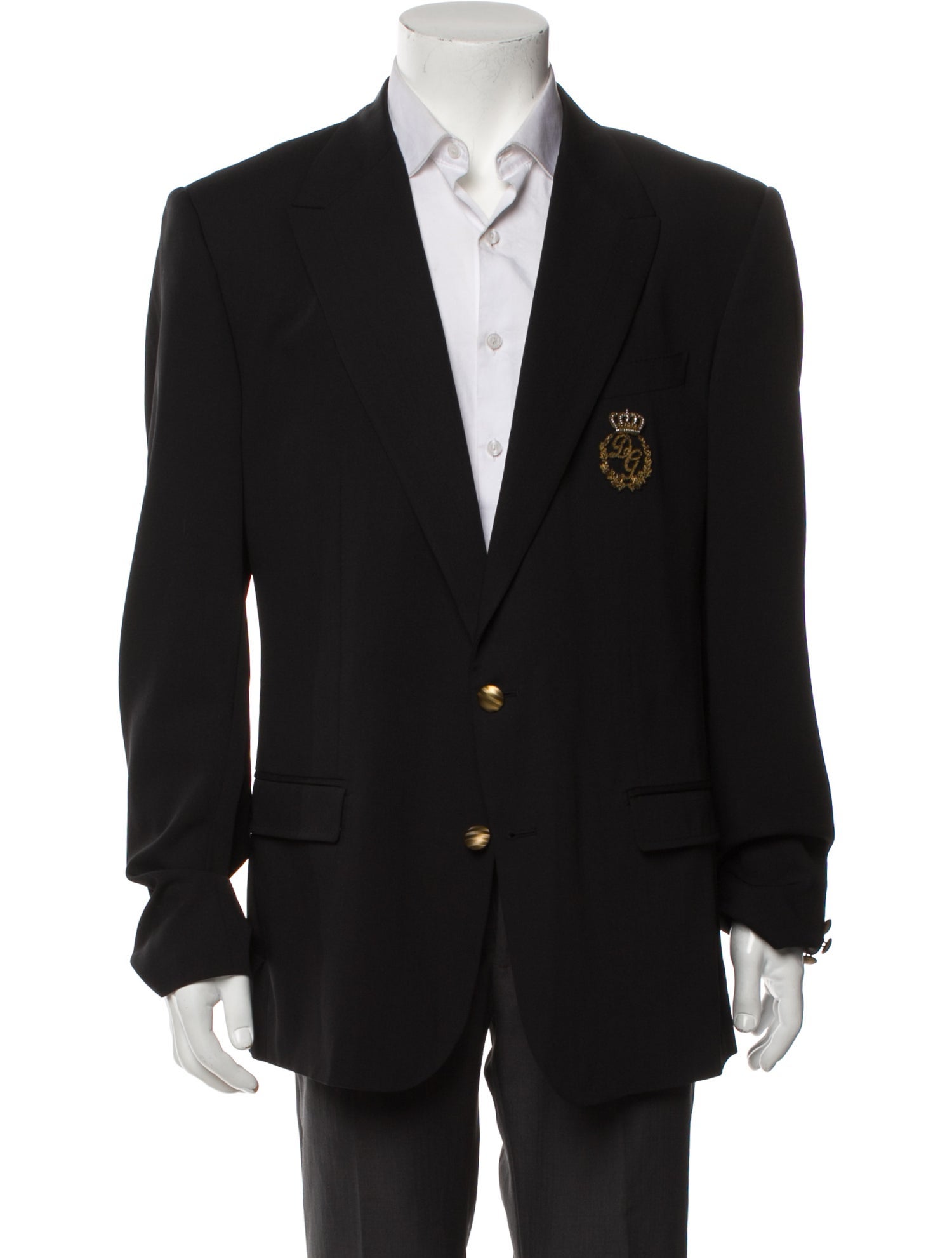 Dolce & Gabbana Virgin Wool Embroidered Accent Blazer