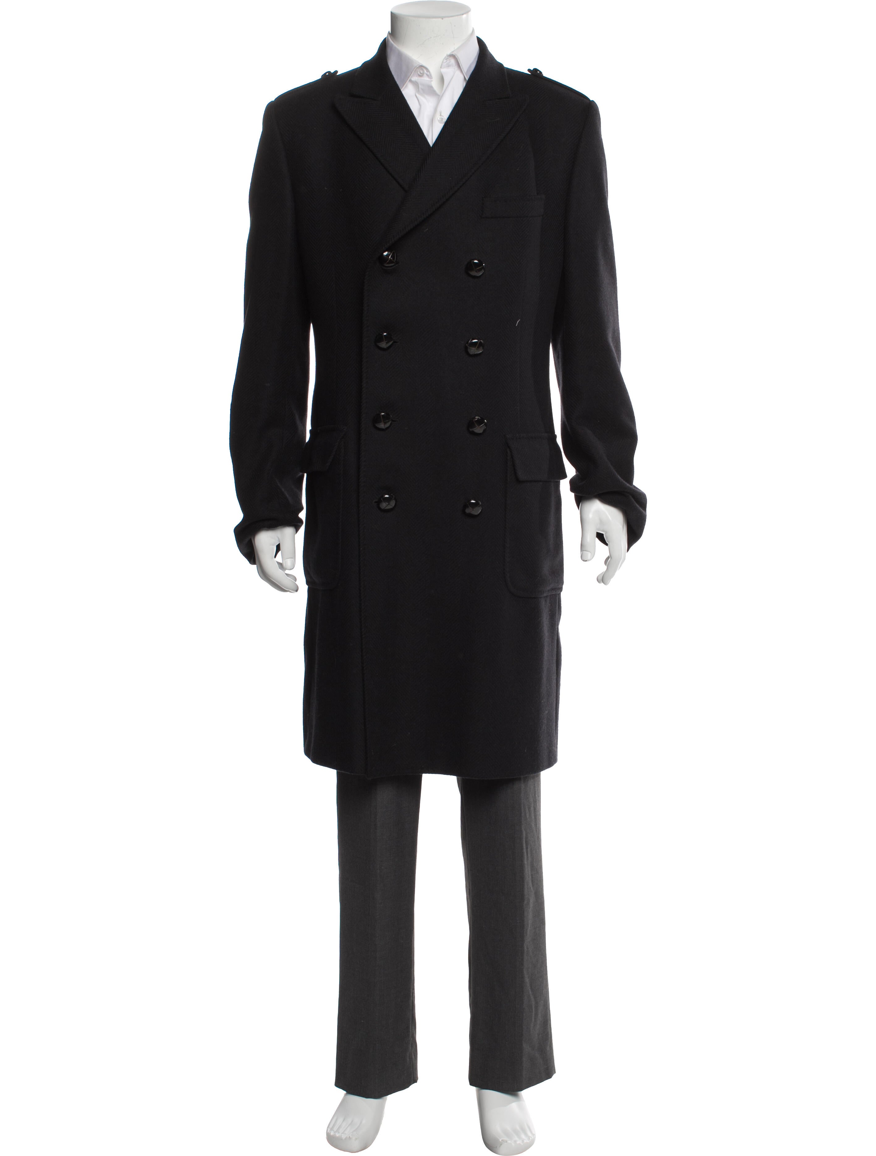 Giorgio Armani Vintage Leather Trench Coat - Black Outerwear