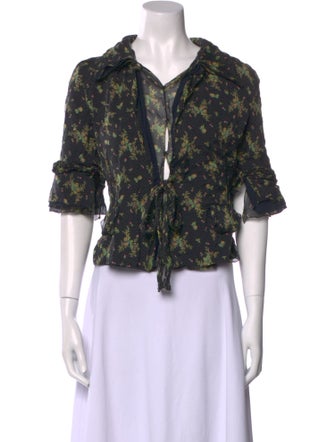 Dolce & Gabbana Silk Floral Print Crop Top