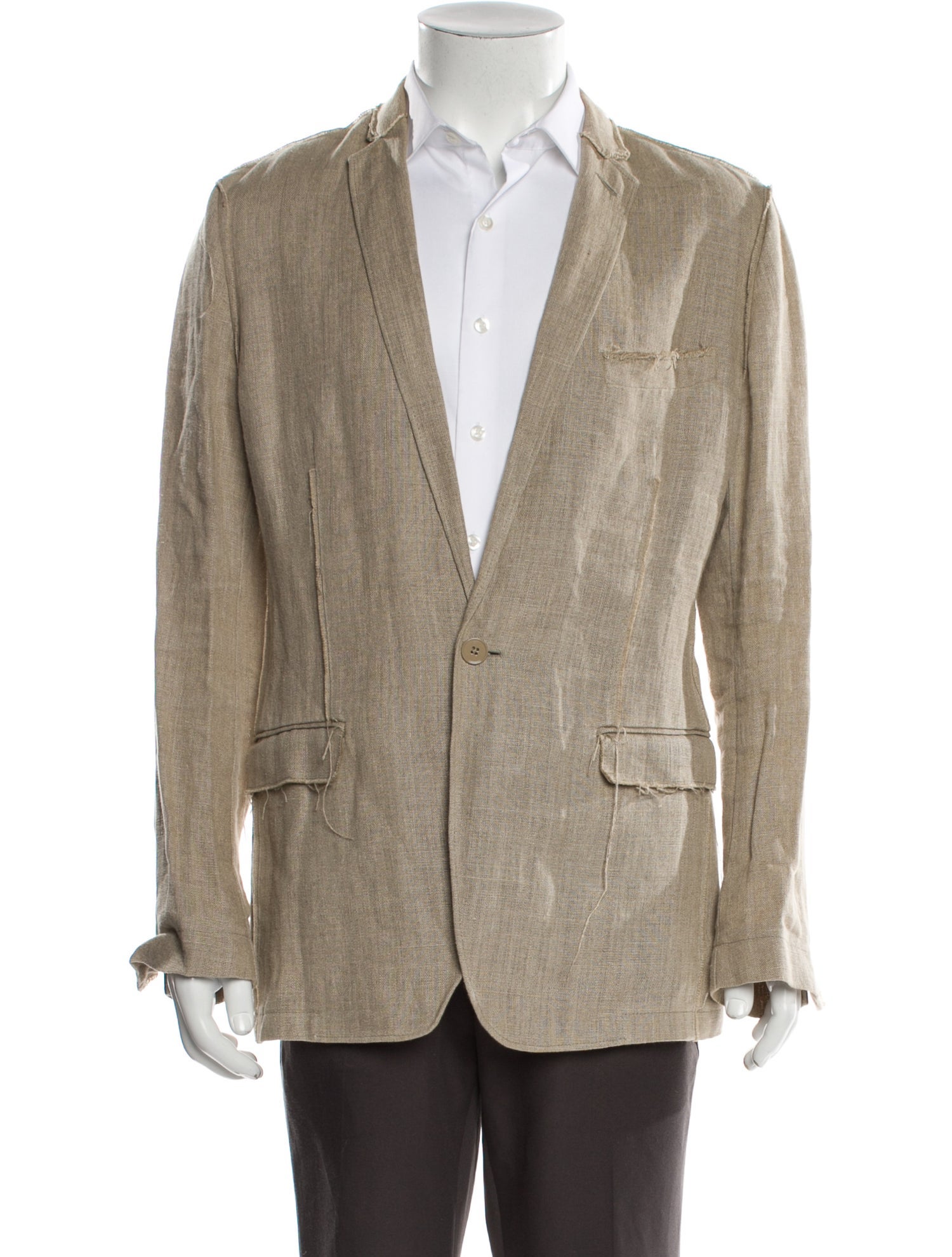 Dolce & Gabbana Linen Raw-Edge Trim Blazer