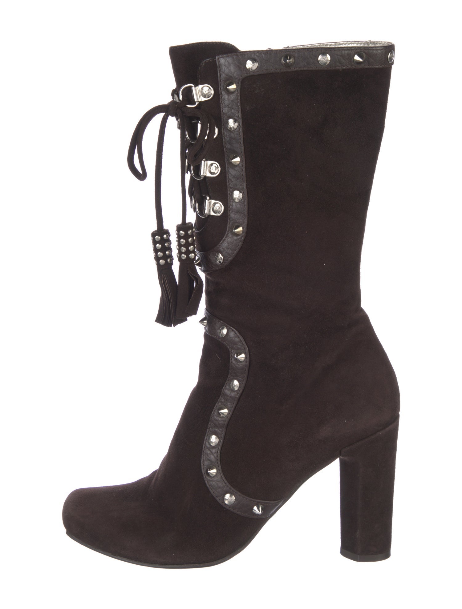 Dolce & Gabbana Suede Tassel Accents Lace-Up Boots