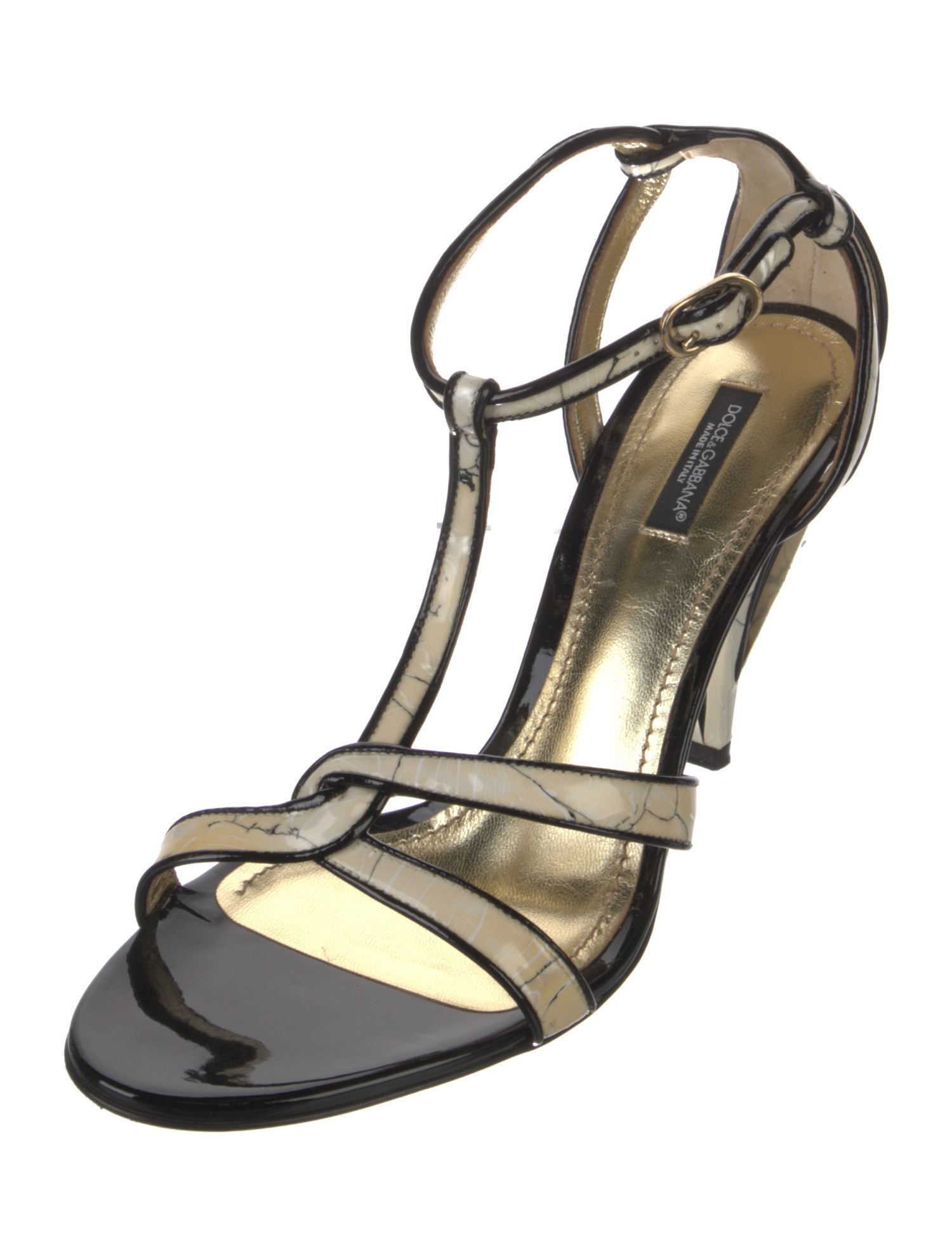 Dolce & Gabbana Patent Leather T-Strap Sandals