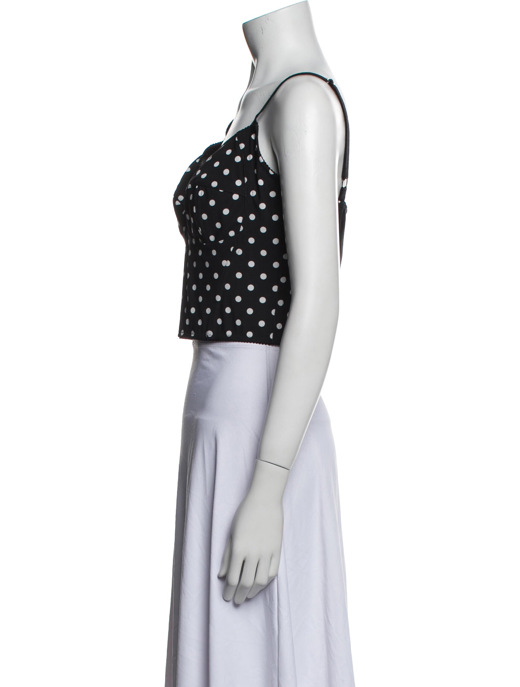 Dolce & Gabbana Polka Dot Print V-Neck Crop Top w/ Tags