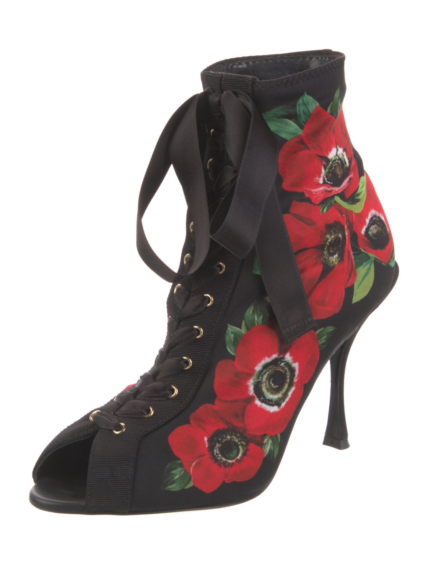 Dolce & Gabbana Satin Floral Print Pumps