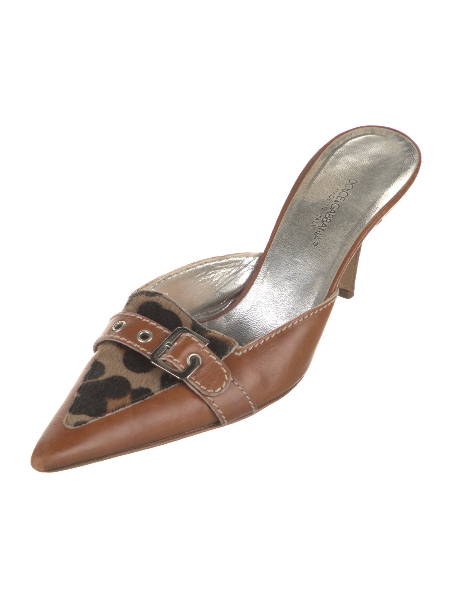 Dolce & Gabbana Leather Animal Print Mules