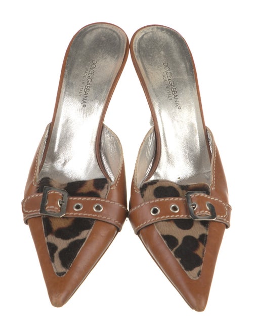 Dolce & Gabbana Leather Animal Print Mules