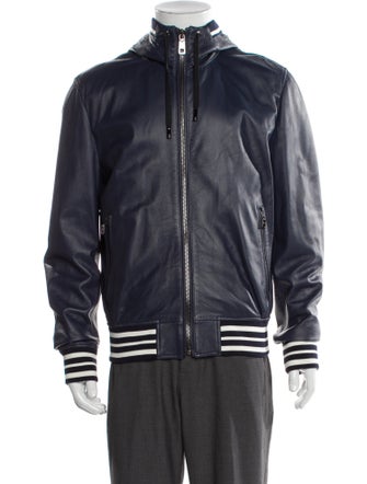 Dolce & Gabbana Lamb Leather Striped Bomber Jacket