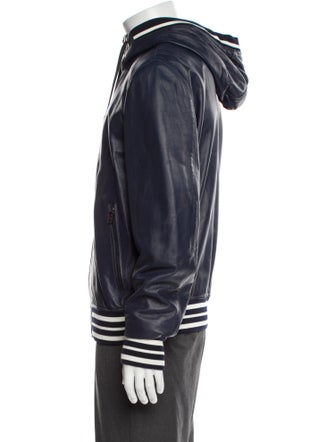 Dolce & Gabbana Lamb Leather Striped Bomber Jacket
