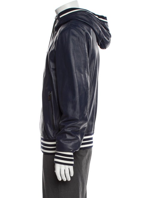 Dolce & Gabbana Lamb Leather Striped Bomber Jacket