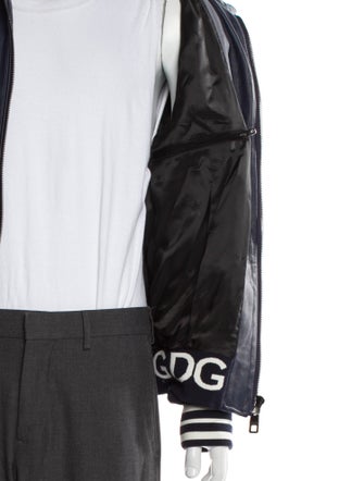 Dolce & Gabbana Lamb Leather Striped Bomber Jacket