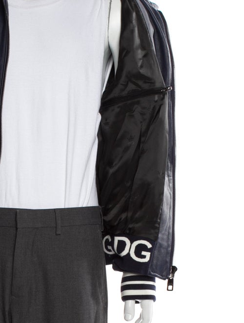 Dolce & Gabbana Lamb Leather Striped Bomber Jacket