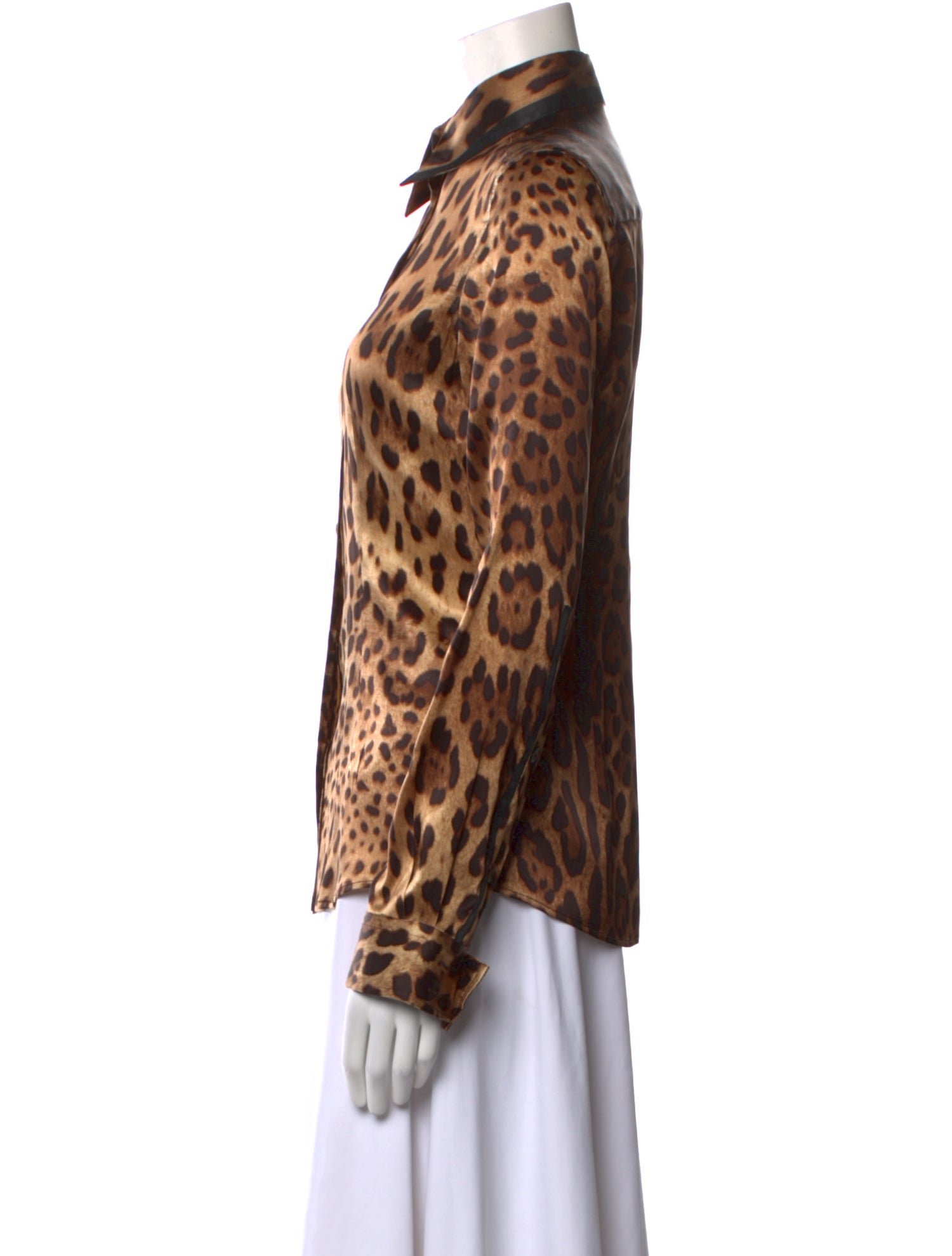 Dolce & Gabbana Silk Animal Print Button-Up Top