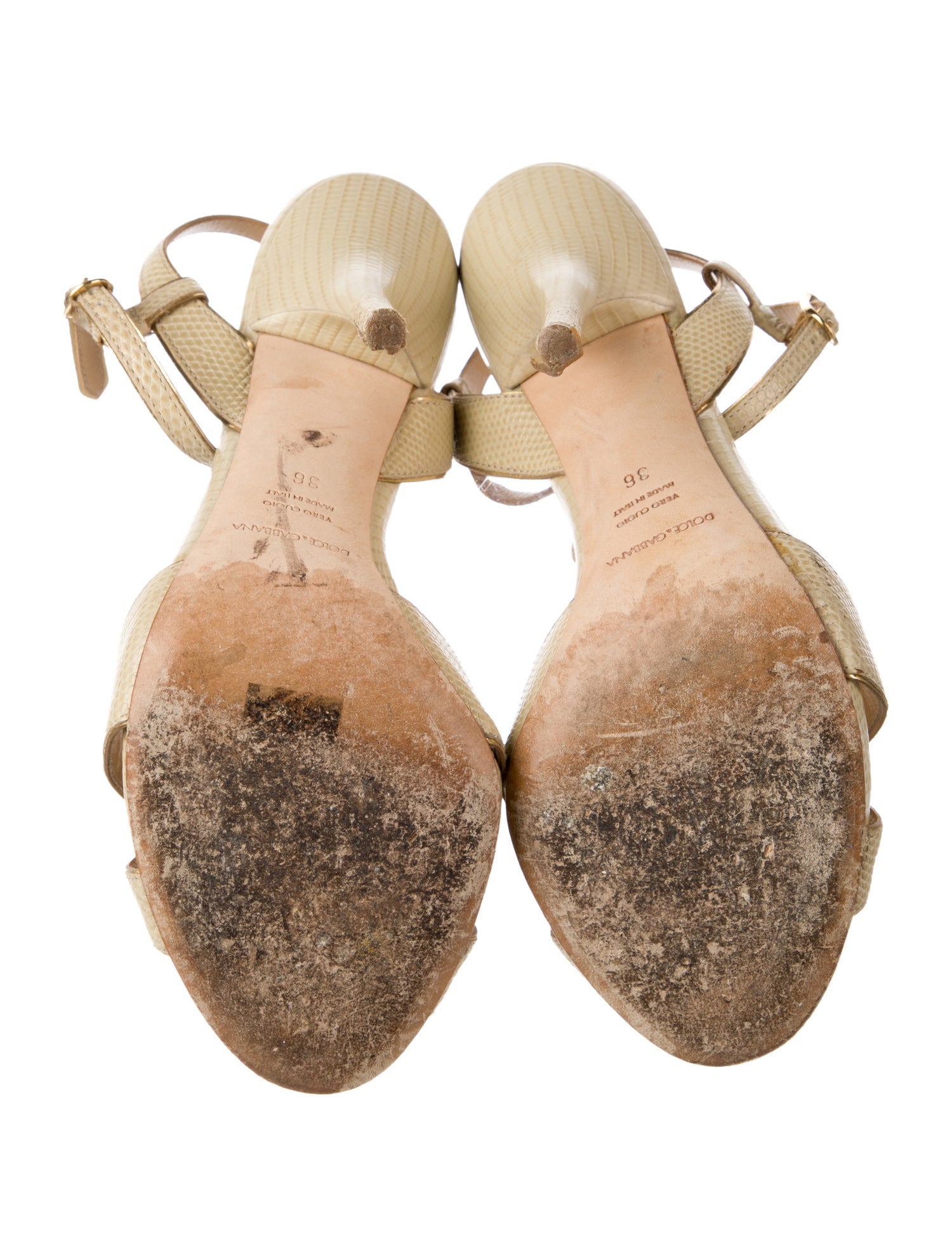 Dolce & Gabbana Leather Crystal Embellishments T-Strap Sandals