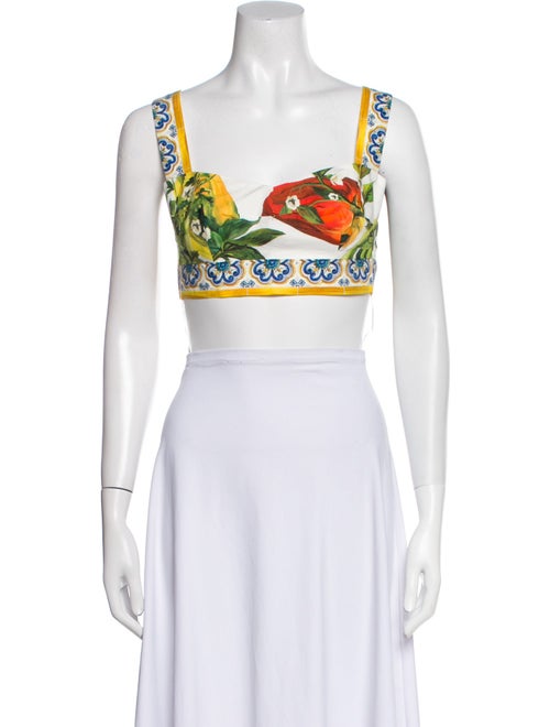Dolce & Gabbana Printed Square Neckline Crop Top
