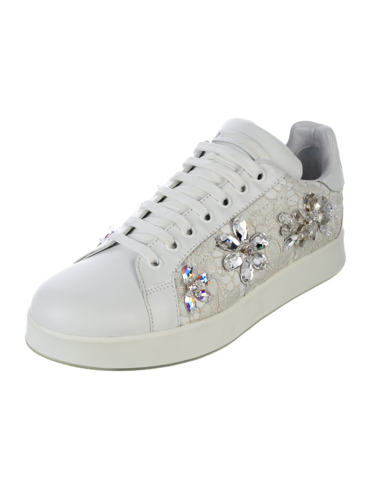 Dolce & Gabbana Leather Lace Pattern Sneakers