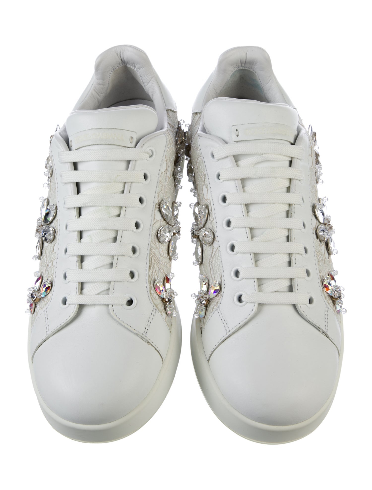 Dolce & Gabbana Leather Lace Pattern Sneakers