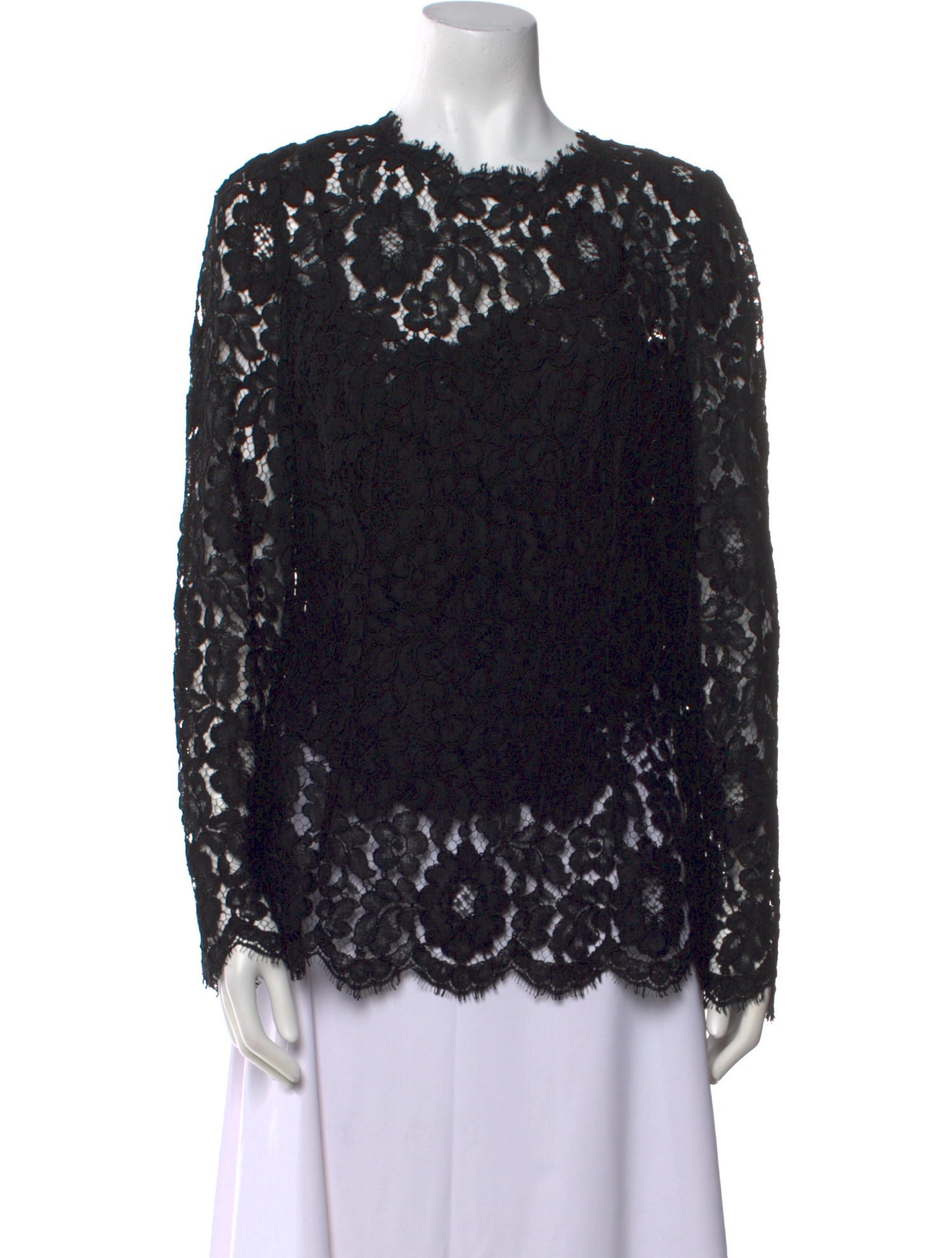 Dolce & Gabbana Lace Pattern Crew Neck Blouse w/ Tags
