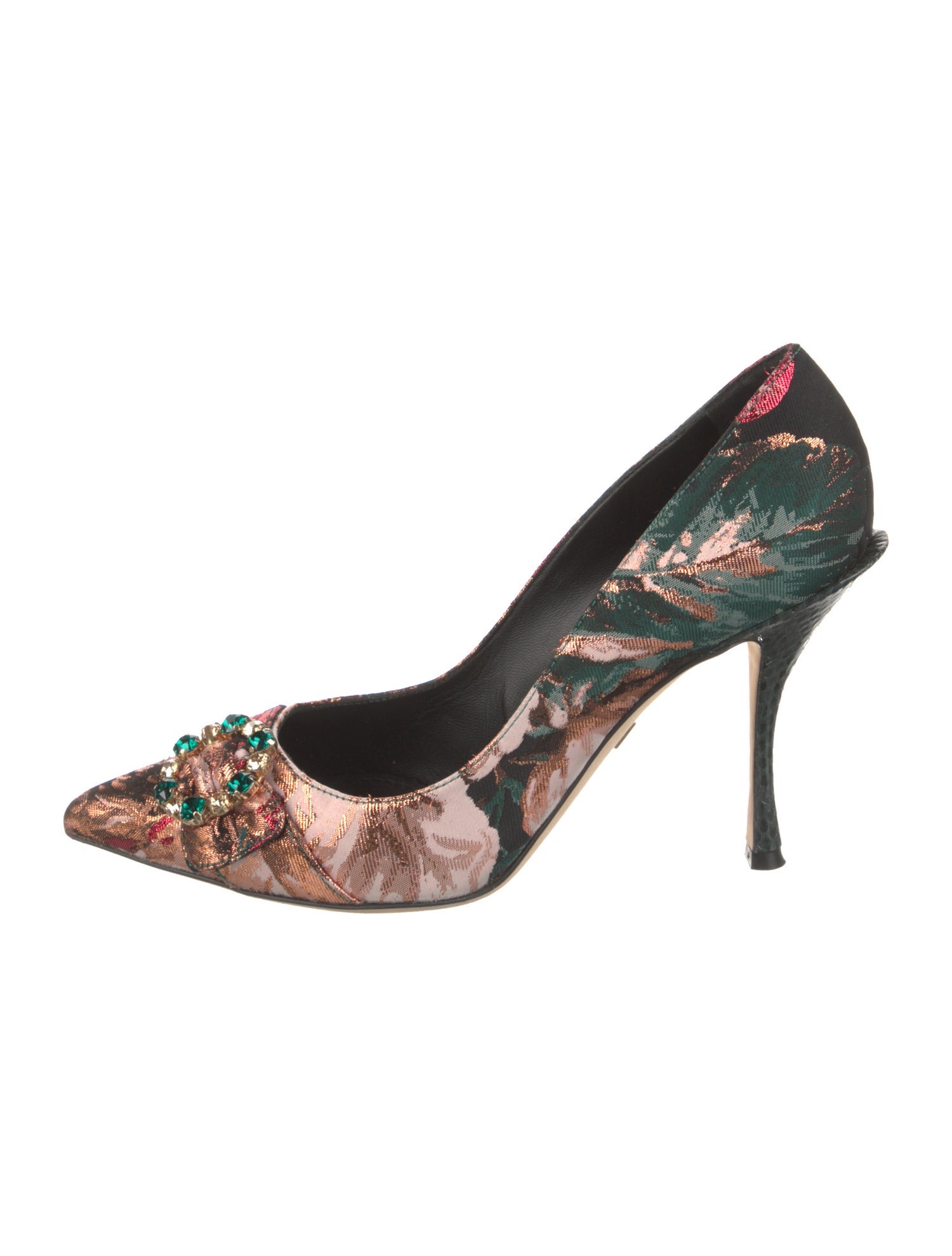 Dolce & Gabbana Floral Print Crystal Embellishments Pumps