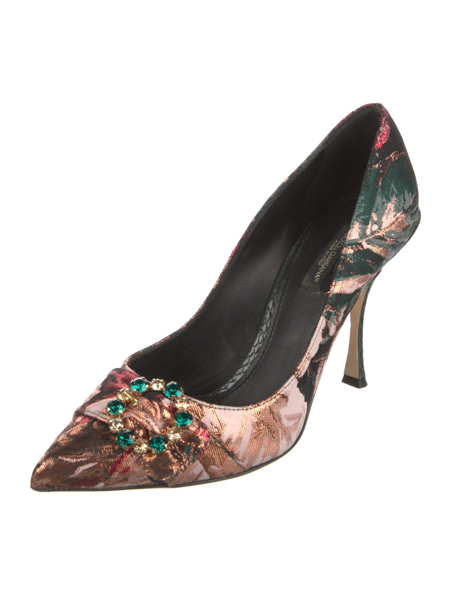 Dolce & Gabbana Floral Print Crystal Embellishments Pumps