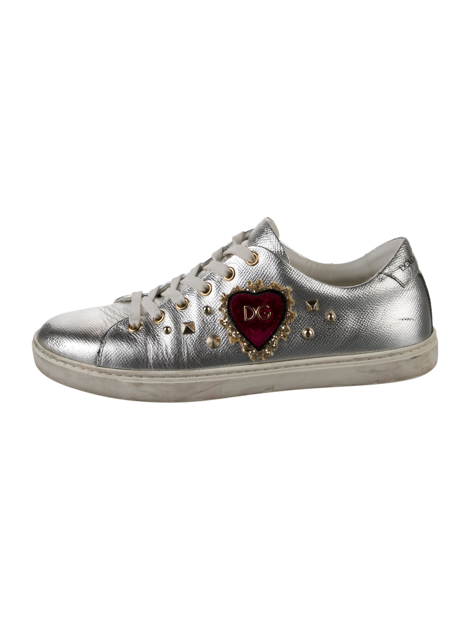Dolce & Gabbana Leather Studded Accents Sneakers