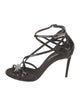 Dolce & Gabbana Patent Leather Cutout Accent T-Strap Sandals