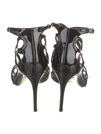 Dolce & Gabbana Patent Leather Cutout Accent T-Strap Sandals
