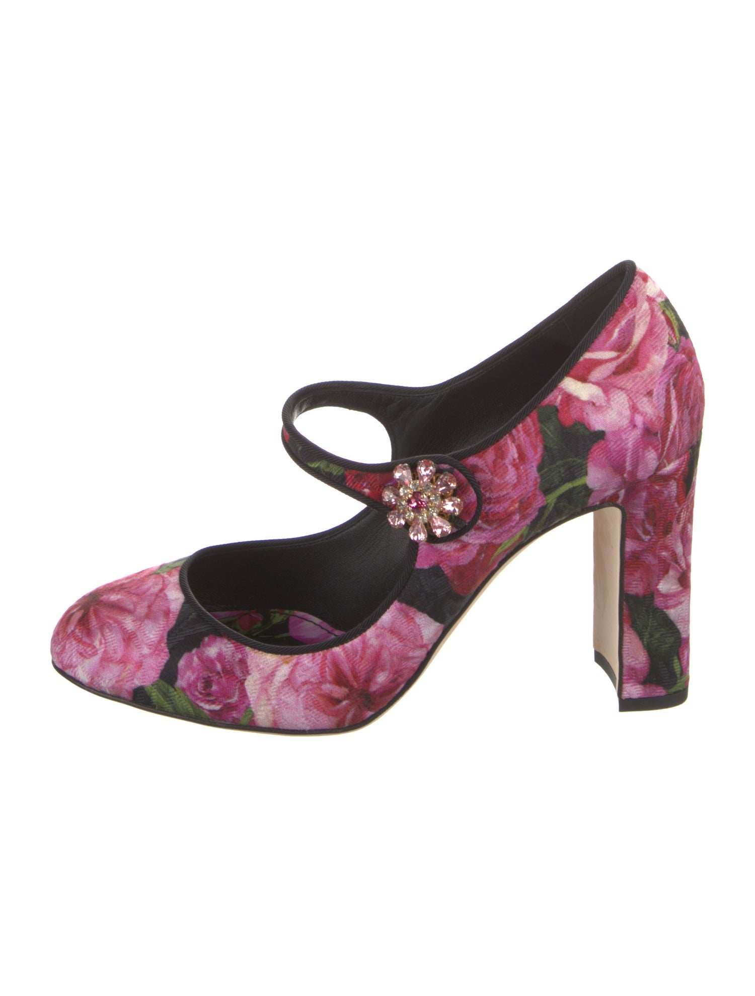 Dolce & Gabbana Floral Print Crystal Embellishments Pumps