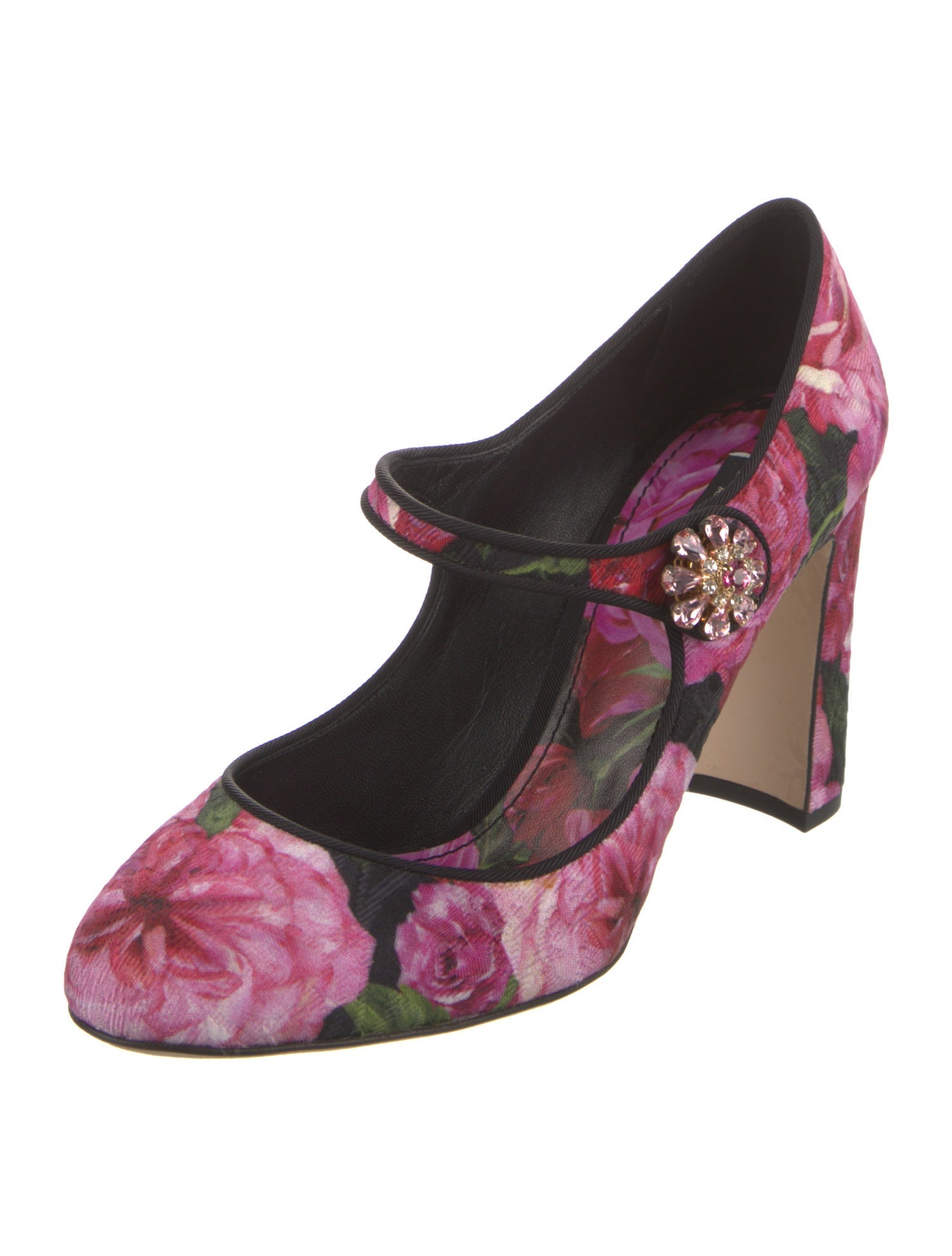 Dolce & Gabbana Floral Print Crystal Embellishments Pumps