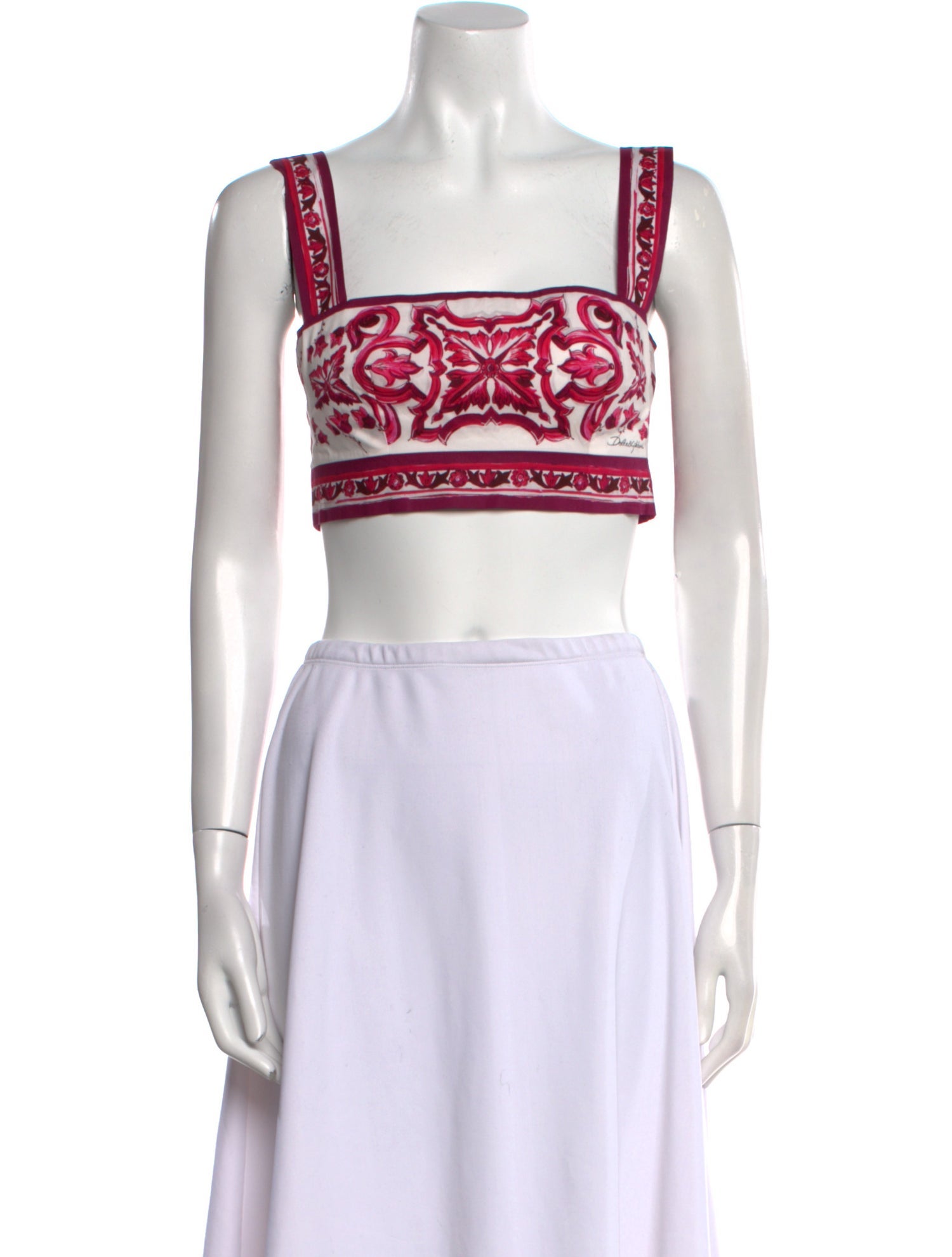 Dolce & Gabbana Printed Square Neckline Crop Top