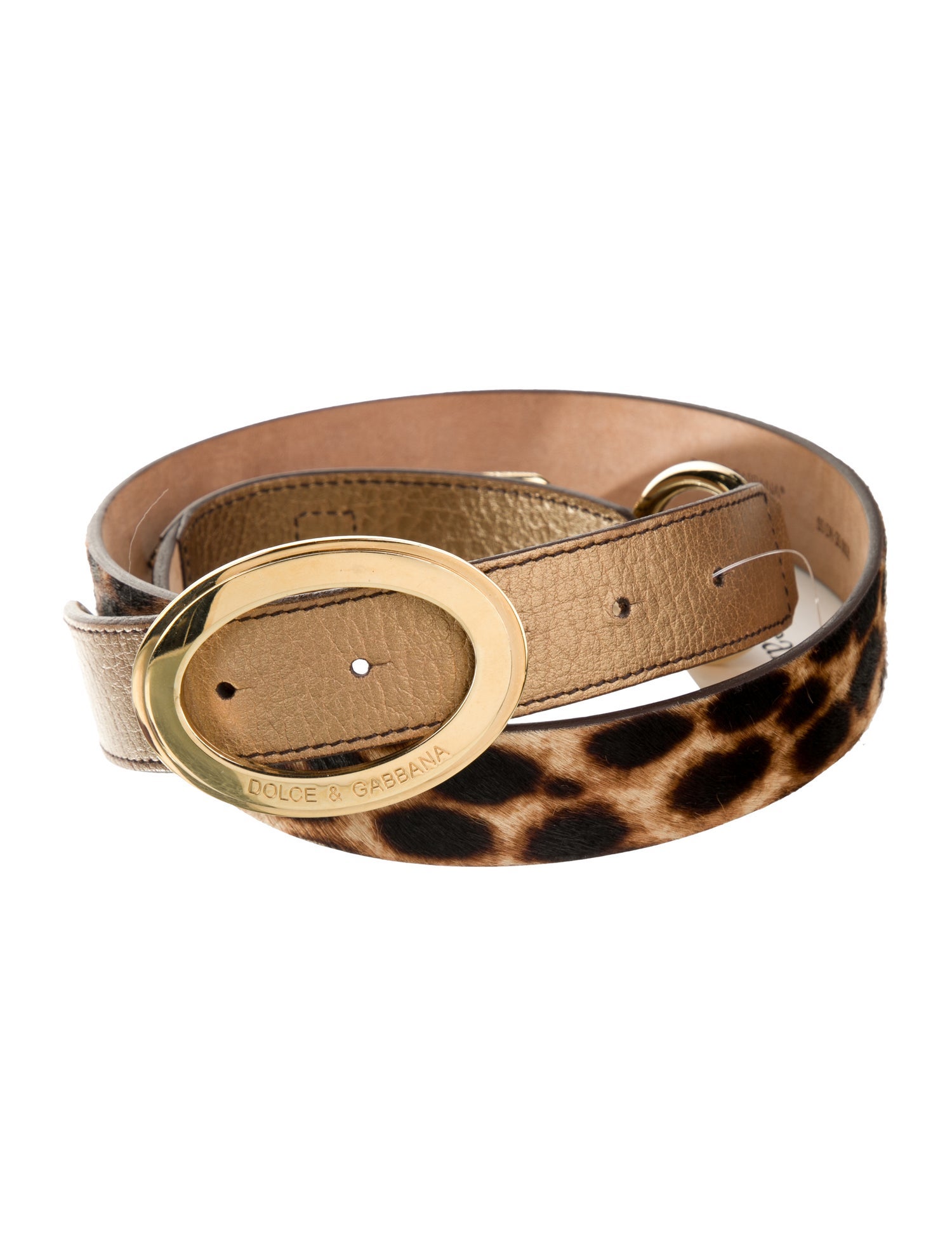 Dolce & Gabbana Ponyhair Leather Trim Embellishment Belt