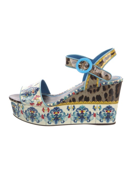 Dolce & Gabbana Majolica Print Patent Leather Sandals