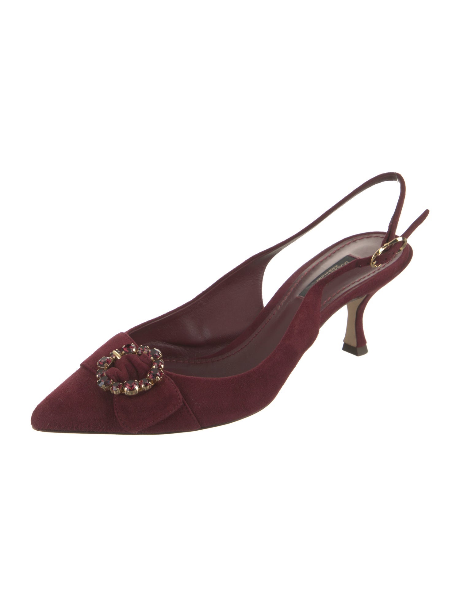 Dolce & Gabbana Suede Crystal Embellishments Slingback Pumps
